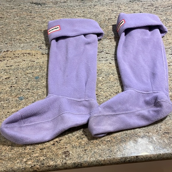 Women’s Tall White Hunter Rainboots + Purple Hunter Winter Socks - Picture 2 of 2